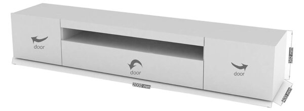 Porta TV bianco lucido 200x40x37h cm 3 ante - Amore
