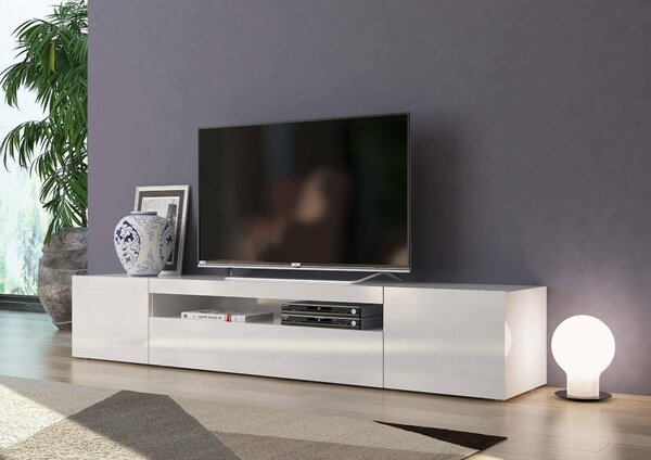 Porta TV bianco lucido 200x40x37h cm 3 ante - Amore
