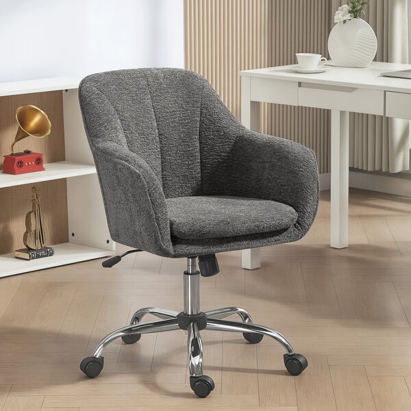 HOMCOM Sedia da ufficio, poltrona da ufficio ergonomica con altezza regolabile, seduta girevole, funzione dondolo, grigio | Aosom Italy