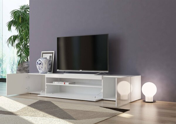 Porta TV bianco lucido 200x40x37h cm 3 ante - Amore