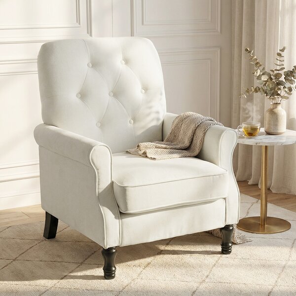 HOMCOM Poltrona da salotto, divano 1 posto con seduta imbottita spessa, cuscino con molle, tessuto effetto lino, 69x75x90cm, crema | Aosom Italy