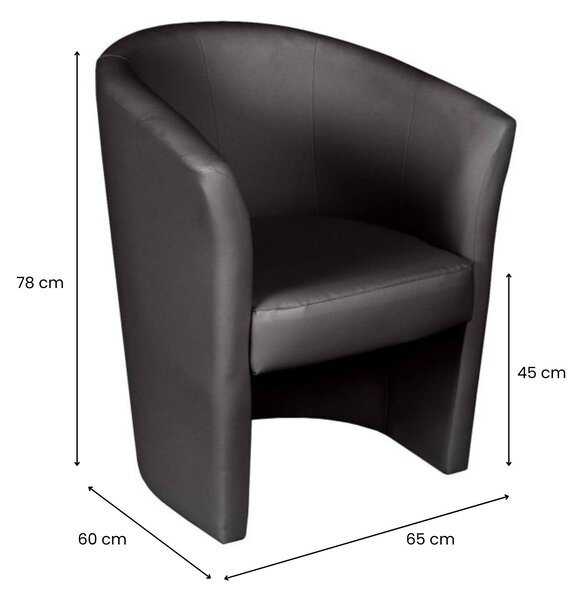 Poltrona moderna in ecopelle con braccioli nera - Ago