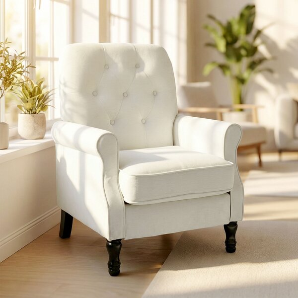 HOMCOM Poltrona da salotto, divano 1 posto con seduta imbottita spessa, cuscino con molle, tessuto effetto lino, 69x75x90cm, crema | Aosom Italy