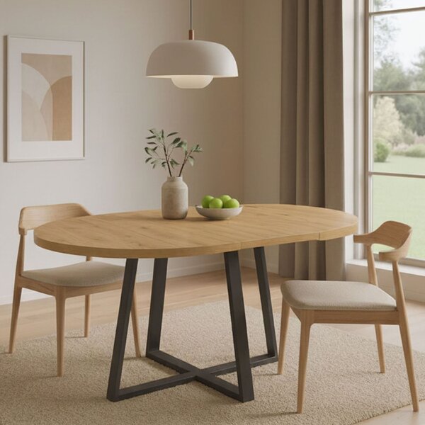 Tavolo allungabile rotondo salvaspazio 6-8 posti 110/158x110cm legno - Andia