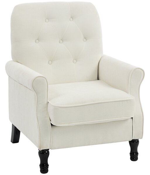 HOMCOM Poltrona da salotto, divano 1 posto con seduta imbottita spessa, cuscino con molle, tessuto effetto lino, 69x75x90cm, crema | Aosom Italy