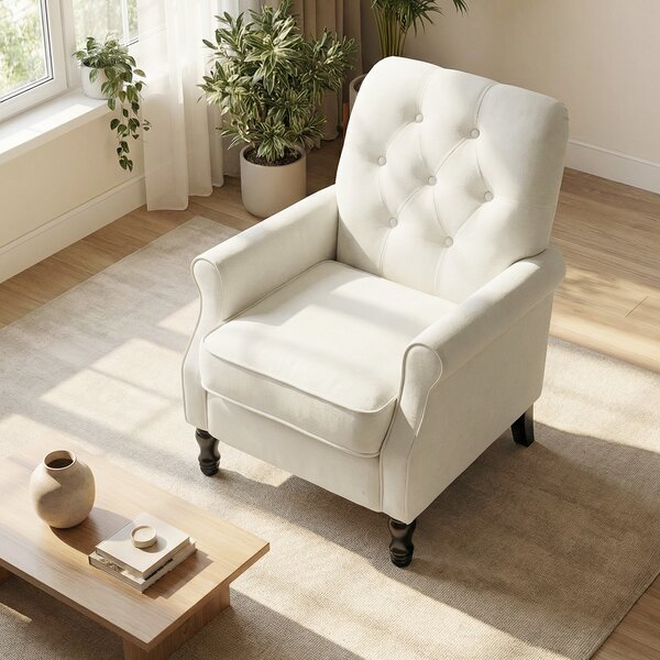HOMCOM Poltrona da salotto, divano 1 posto con seduta imbottita spessa, cuscino con molle, tessuto effetto lino, 69x75x90cm, crema | Aosom Italy