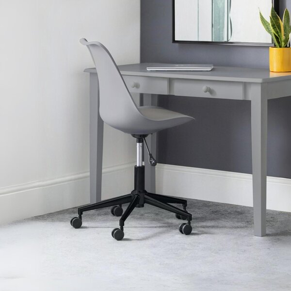 Sedia da ufficio, con altezza regolabile, colore grigio/nero, dotata di rotelle