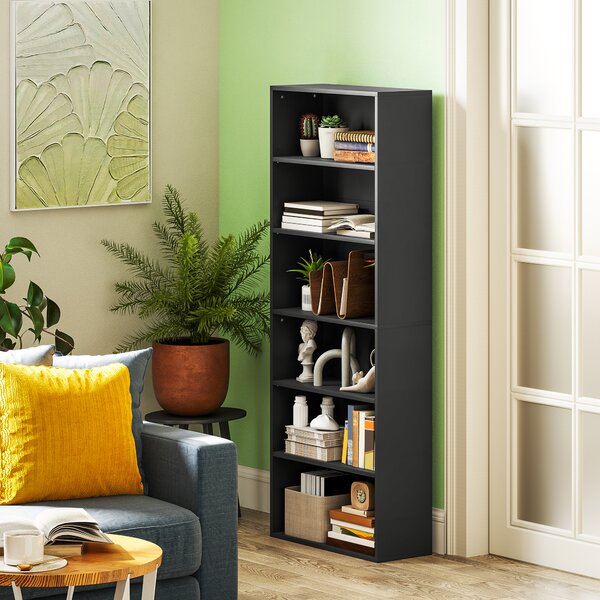 HOMCOM Libreria scaffale contenitore 6 livelli con mensole regolabili per soggiorno, camera, ufficio, 60x24x158,5cm, nero | Aosom Italy