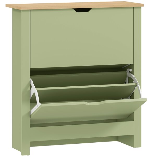 HOMCOM Scarpiera 12 paia, mobile porta scarpe stretto con 2 cassetti ribaltabili e ripiani regolabili, verde | Aosom Italy