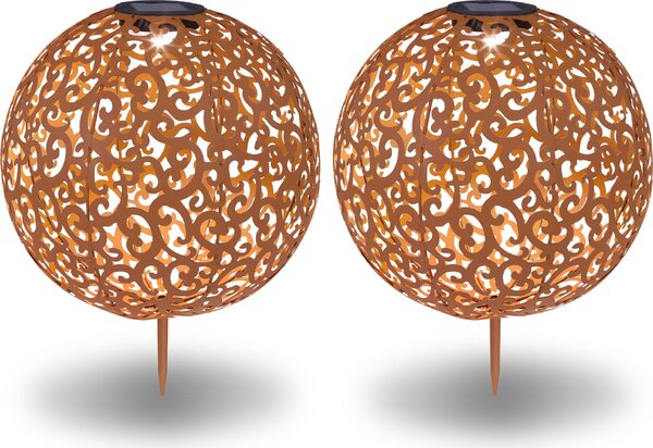 Luce solare da giardino lampada solare set di 2 globo da esterno 28 cm rust optics solar