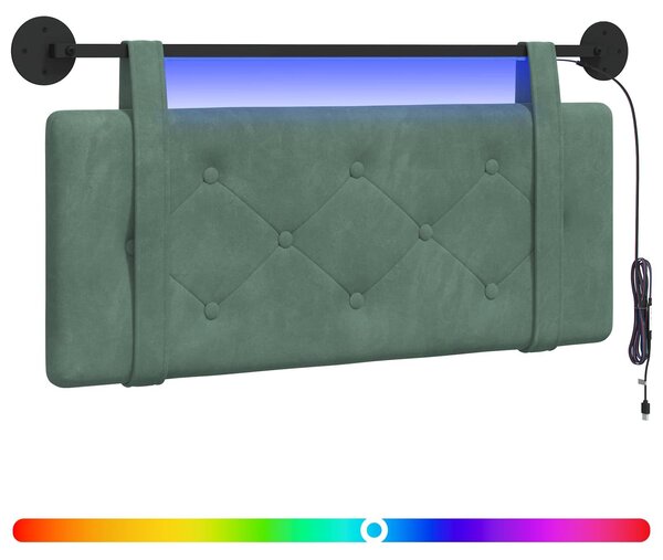 Testiera sospesa Con luce LED Verde Mare Velluto