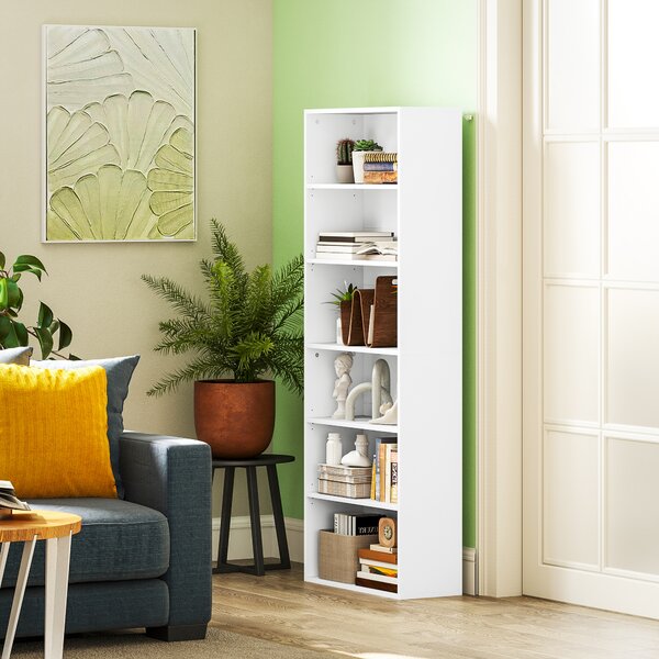 HOMCOM Libreria a 6 ripiani con ripiani regolabili per soggiorno, camera, ufficio, 60x24x158,5cm, bianco | Aosom Italy