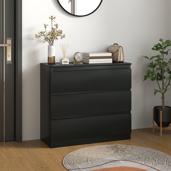 HOMCOM Comò 3 cassetti, Mobile contenitore dal design essenziale per camera, interno, 80l x 39P x 73H cm | Aosom Italy