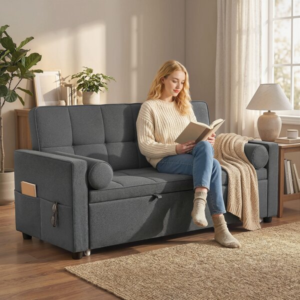 HOMCOM Divano letto 2 posti 3 in 1 divano-letto con letto estraibile doppio schienale regolabile 2 cuscini 80,5x137,5x84cm grigio | Aosom Italy