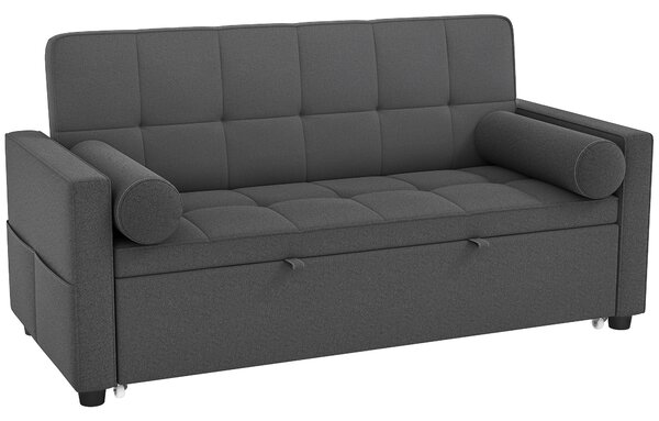 HOMCOM Divano letto 2 posti 3 in 1 divano-letto con letto estraibile doppio schienale regolabile 2 cuscini 80,5x137,5x84cm grigio | Aosom Italy