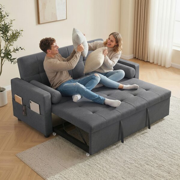 HOMCOM Divano letto 2 posti 3 in 1 divano-letto con letto estraibile doppio schienale regolabile 2 cuscini 80,5x137,5x84cm grigio | Aosom Italy
