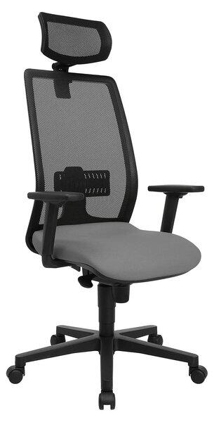 Sedia da ufficio ergonomica, color grigio chiaro, con supporto lombare a rete, regolabile in altezza
