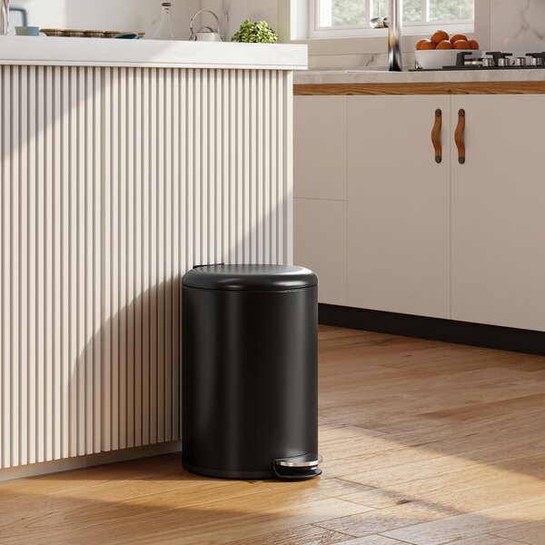 HOMCOM Cestino da cucina 20 L, pattumiera metallica resistente alle impronte con coperchio soft-close, pedale a piede e secchio estraibile, Nero | Aosom Italy