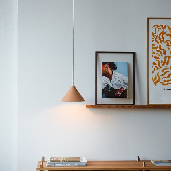 Lampada a sospensione Moebe, Ceramic Cone, dimmerabile, Beige, Soggiorno, Ceramica, Design