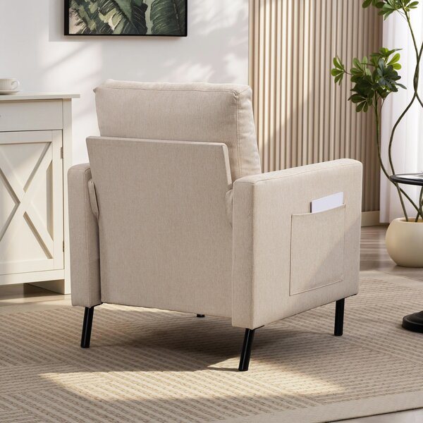 HOMCOM Poltrona da salotto, divano 1 posto imbottito con braccioli, seduta ampia e piedi in acciaio, 73 x 77 x 87 cm, beige | Aosom Italy