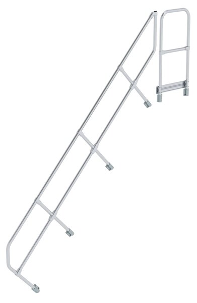 Scala con piattaforma a 45° secondo corrimano per 11 gradini inclinazione 45°