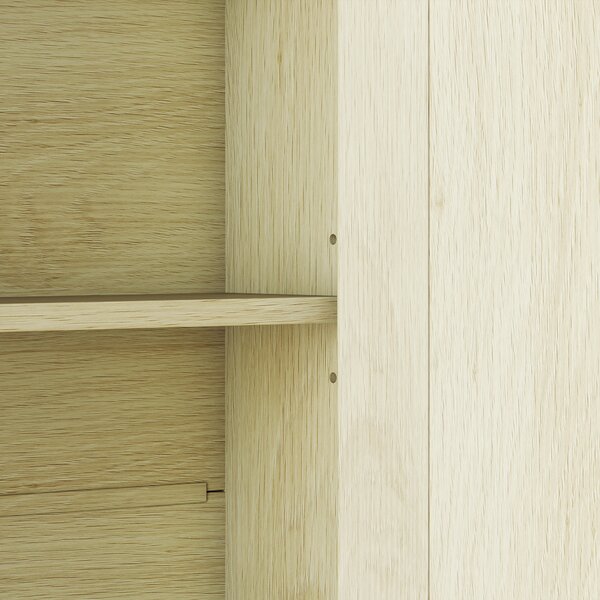 Kleankin Armadietto da parete per bagno con specchio, 56 x 13 x 58 cm, mobile bagno con ante a specchio doppie Legno Naturale | Aosom Italy