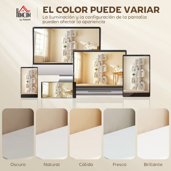 HOMCOM Libreria a Forma di S a 5 Livelli per Soggiorno Camera Studio Ufficio 80x24x200 cm Bianco | Aosom Italy