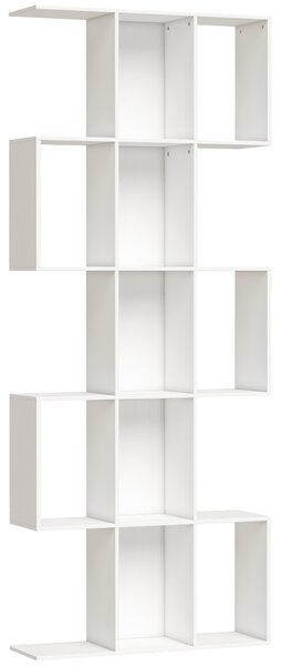 HOMCOM Libreria a Forma di S a 5 Livelli per Soggiorno Camera Studio Ufficio 80x24x200 cm Bianco | Aosom Italy