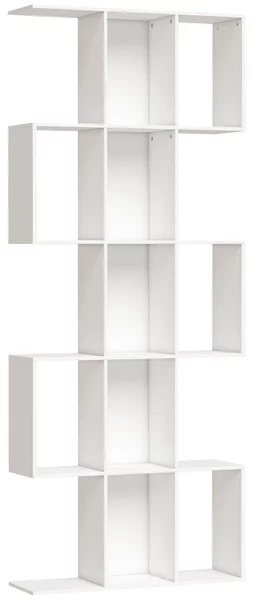HOMCOM Libreria a Forma di S a 5 Livelli per Soggiorno Camera Studio Ufficio 80x24x200 cm Bianco | Aosom Italy