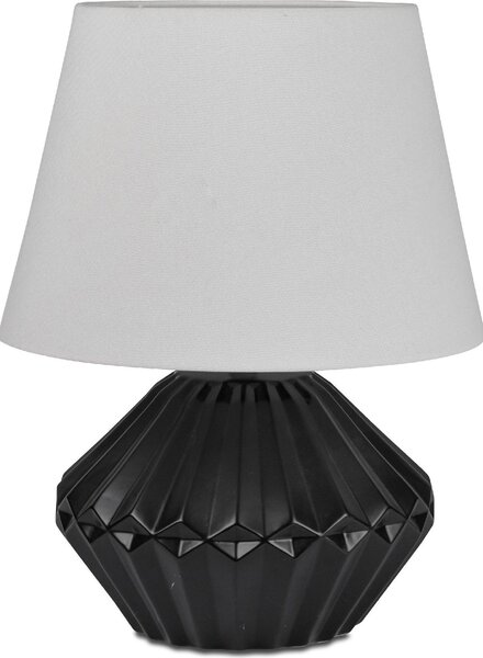 Lampada da tavolo a rilievo bulbosa rotonda nero opaco h. 46cm con paralume argento Formano