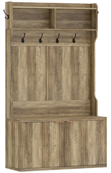HOMCOM Scarpiera Appendiabiti 4 in 1 Appendiabiti Moderno con Ripiano Aperto per Corridoio Ingresso Camera da Letto 100x38x172 cm Rovere | Aosom Italy