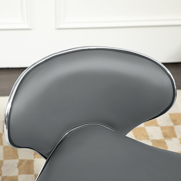 HOMCOM Sgabello a rotelle sgabello da lavoro con altezza regolabile 44-56 cm e schienale, girevole 360°, grigio | Aosom Italy