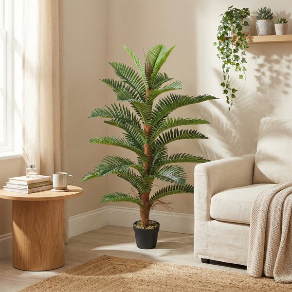 HOMCOM Palma artificiale 120 cm con 24 foglie in PEVA, pianta decorativa con vaso in plastica, verde | Aosom Italy