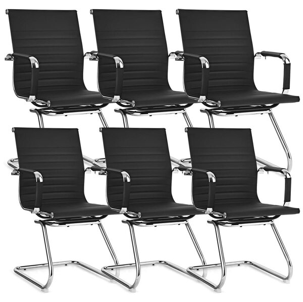 Set di 6 poltrone a dondolo, rivestite in ecopelle, colore nero, dimensioni 54x63x92 cm