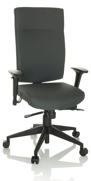 Sedia da ufficio girevole PRO-TEC 300, rivestita in tessuto color antracite, con meccanismo sincronizzato, portata massima 120 kg