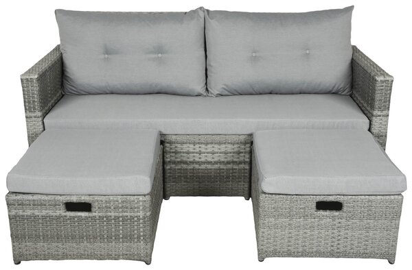 Divano da salotto Garden Pleasure Malta in plastica grigia, metallo, 8 pezzi