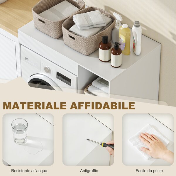 HOMCOM Mobile Sopra Lavatrice con 2 Ripiani Aperti e Autoportante, 96x60x95 cm, Bianco | Aosom Italy