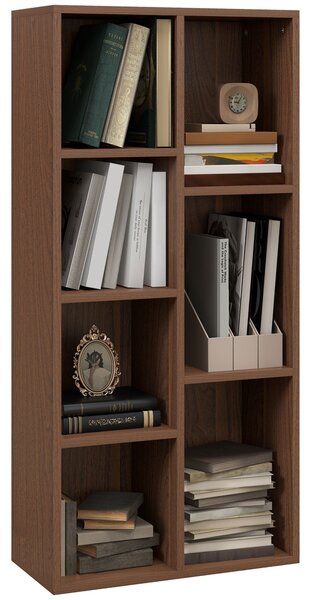 HOMCOM Mobile Libreria a Cubi in Legno con 7 Ripiani di Diverse Dimensioni, 50x24x106 cm, color Noce | Aosom Italy