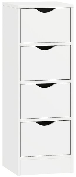 HOMCOM Mobile da bagno, mobile contenitore con 4 cassetti e maniglie a gola, 29 x 29 x 83 cm, bianco | Aosom Italy