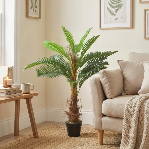HOMCOM Palma Artificiale palma 100 cm con 21 Foglie in PEVA, Pianta Decorativa con Vaso in Plastica, Verde | Aosom Italy