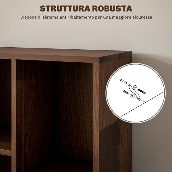 HOMCOM Mobile Libreria a Cubi in Legno con 7 Ripiani di Diverse Dimensioni, 50x24x106 cm, color Noce | Aosom Italy