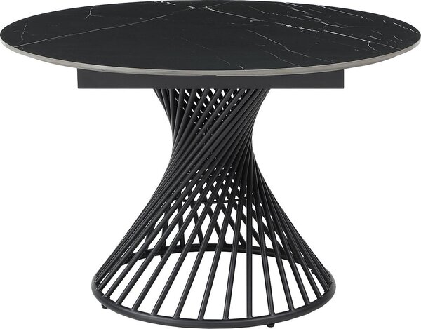 Tavolo da pranzo allungabile - Da 4 a 8 persone - Vetroceramica e metallo - Look in marmo nero - CASTINA