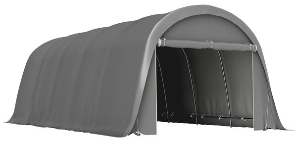 Outsunny Carport tenda garage 360 x 720 cm tettoia auto esterna tenda di stoccaggio con pareti laterali rimovibili, grigio scuro | Aosom Italy