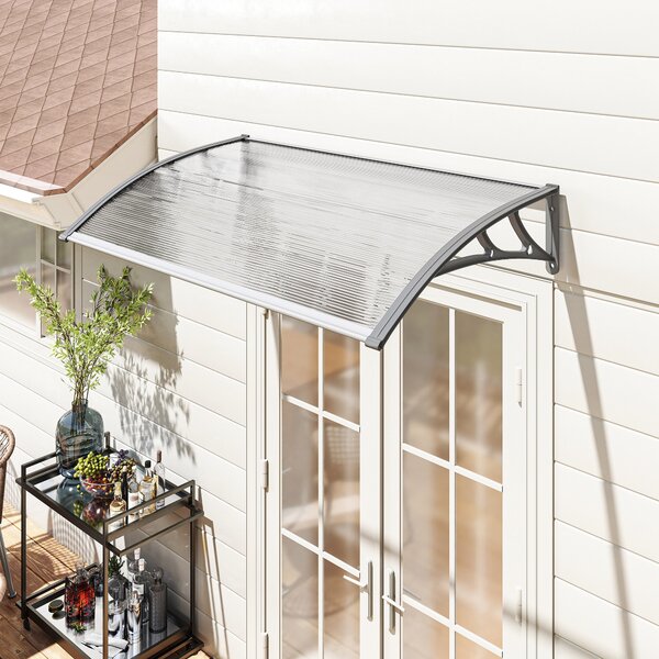 Outsunny Tettoia Moderna in Policarbonato, Alluminio e PP per Balconi, Finestre e Porte, 110x60x18 cm|Aosom