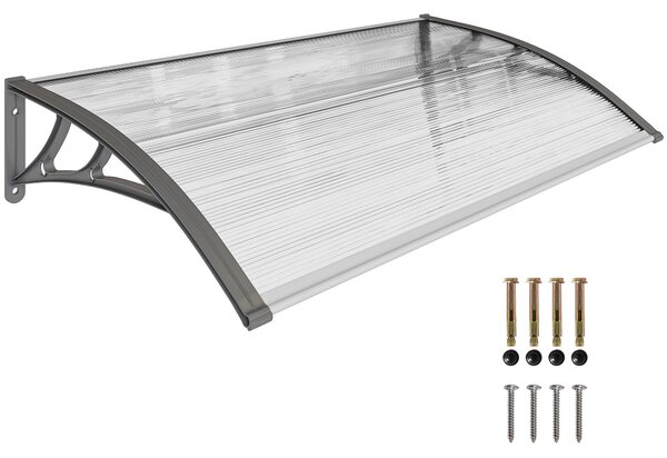 Outsunny Tettoia Moderna in Policarbonato, Alluminio e PP per Balconi, Finestre e Porte, 110x60x18 cm|Aosom