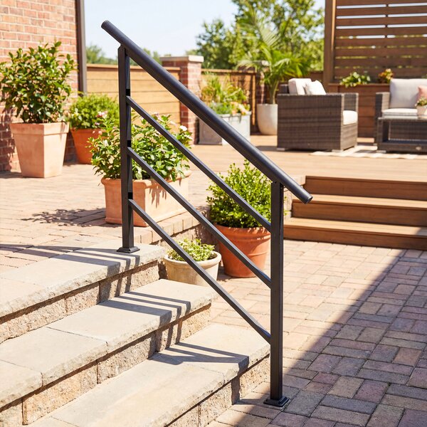 Outsunny Ringhiera per Scale 131 cm Corrimano per Scale con Kit di Installazione Angolo Regolabile per 1-4 Gradini Nero | Aosom Italy