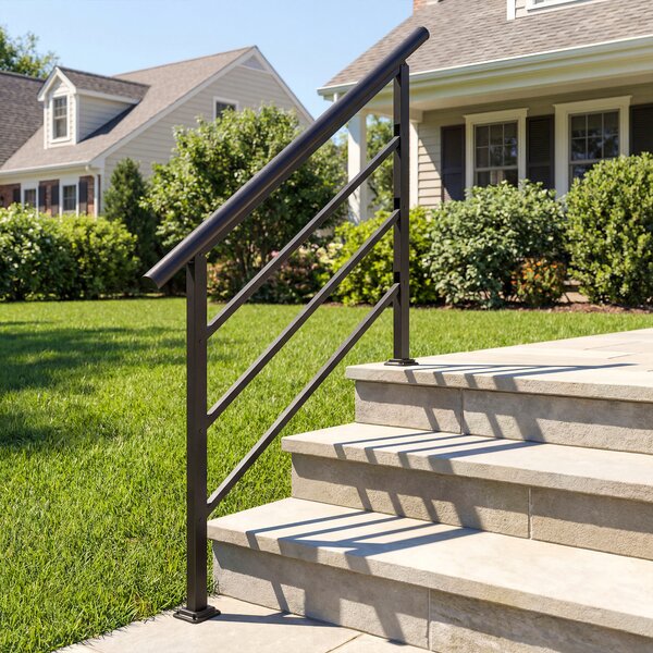 Outsunny Ringhiera per Scale 131 cm Corrimano per Scale con Kit di Installazione Angolo Regolabile per 1-4 Gradini Nero | Aosom Italy