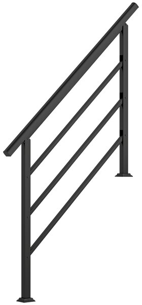 Outsunny Ringhiera per Scale 131 cm Corrimano per Scale con Kit di Installazione Angolo Regolabile per 1-4 Gradini Nero | Aosom Italy