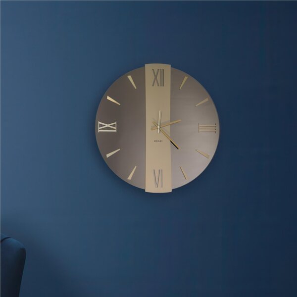 Orologio Da Muro 80 cm Struttura, � uno specchio DORATO VEGA BIG Diametro 80 cm lancette in metallo numeri colore ORO METALLIZZATO a rilievo, l'orologio specchio