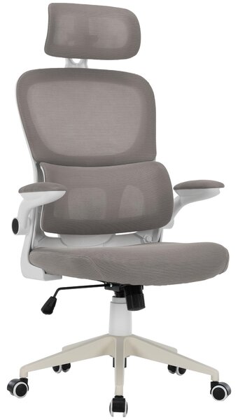 Sedia da ufficio flessibile in un moderno look a rete sedia da scrivania ergonomica con supporto cervicale e lombare sedia da gioco con schienale in rete traspirante e funzione dondolo ,Colore:Bianco/grigio chiaro